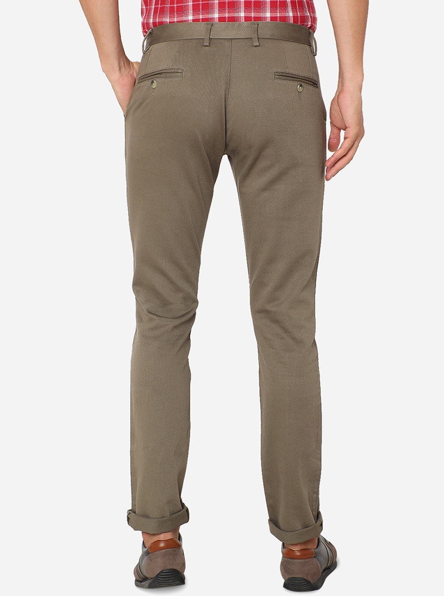 Brown Solid Super Slim Fit Casual Trouser | Greenfibre