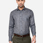 Slate Grey Printed Slim Fit Party Wear Shirt | Greenfibre