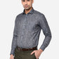 Slate Grey Printed Slim Fit Party Wear Shirt | Greenfibre