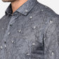 Slate Grey Printed Slim Fit Party Wear Shirt | Greenfibre