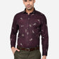 Dark Wine Printed Slim Fit Party Wear Shirt | Greenfibre