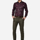 Dark Wine Printed Slim Fit Party Wear Shirt | Greenfibre