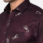 Dark Wine Printed Slim Fit Party Wear Shirt | Greenfibre