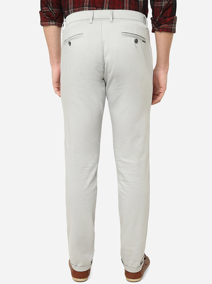 Light Grey Solid Neo Fit Casual Trouser | Greenfibre