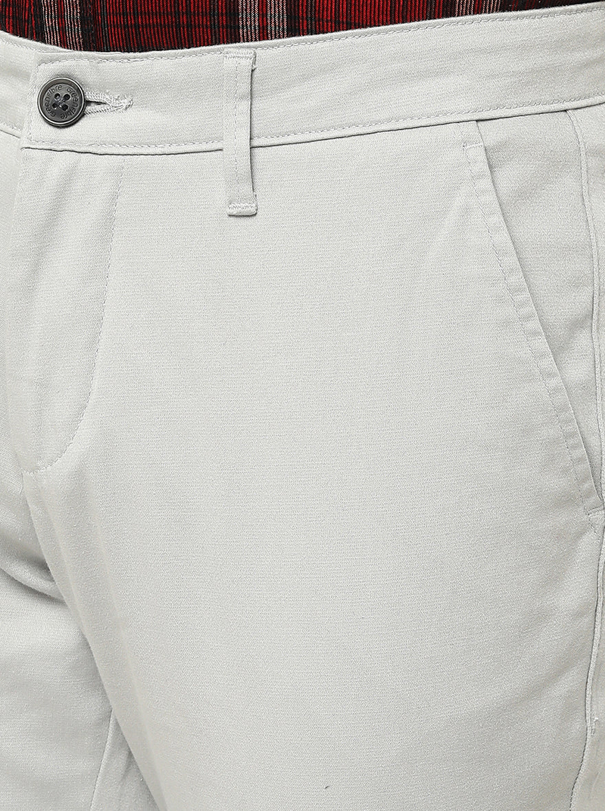 Light Grey Solid Neo Fit Casual Trouser | Greenfibre