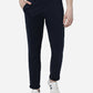 Navy Blue Solid Slim Fit Casual Trouser | Greenfibre