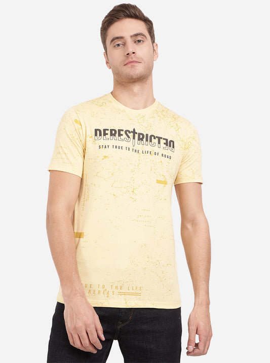 Italian Cream Printed Slim Fit T-Shirt | Greenfibre