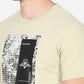 Light Beige Printed Slim Fit T-Shirt | Greenfibre