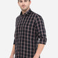 Dark Blue Checked Smart Fit Casual Shirt | Greenfibre