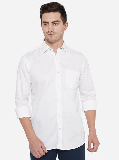 White Solid Smart Fit Casual Shirt | Greenfibre