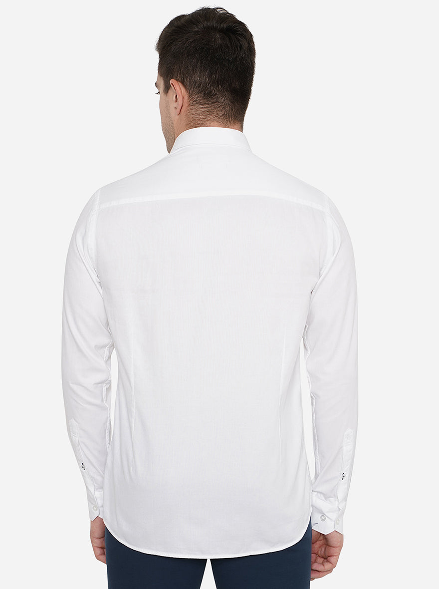 White Solid Smart Fit Casual Shirt | Greenfibre