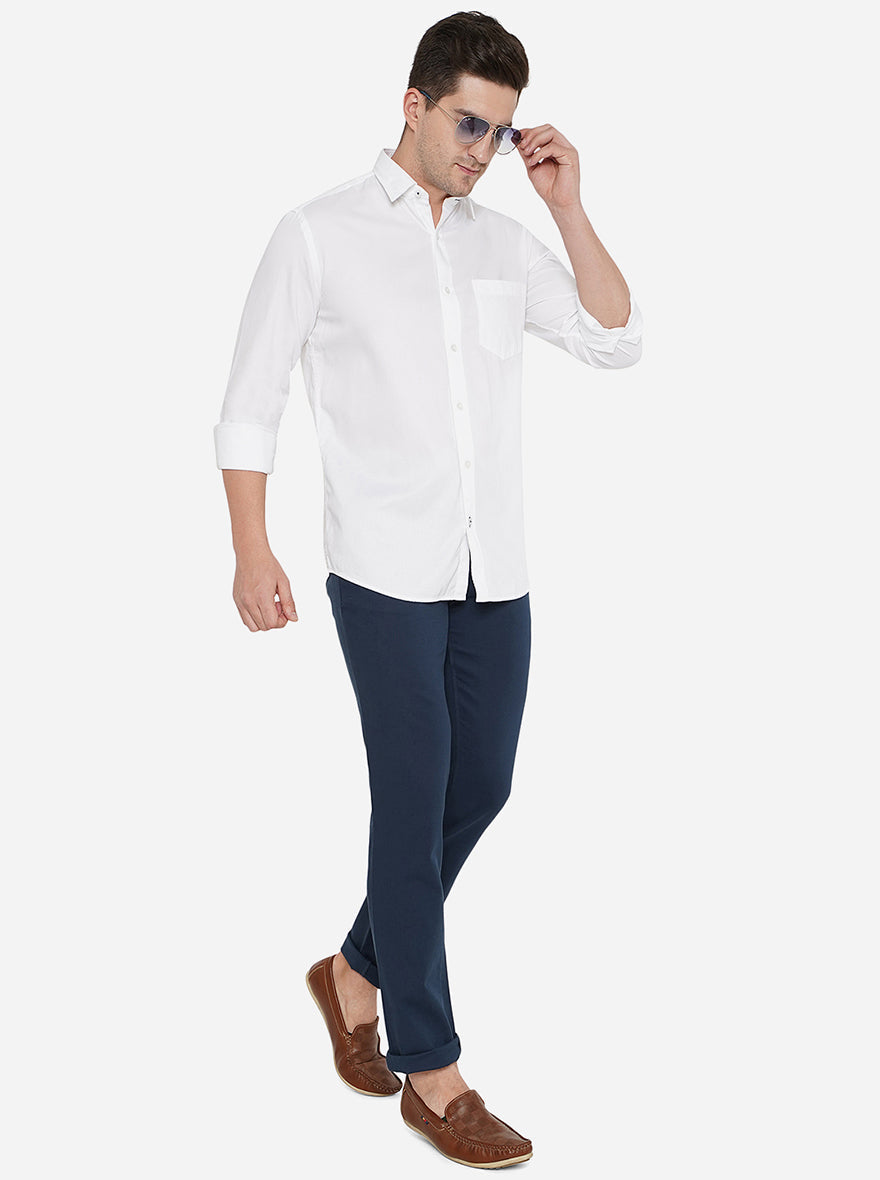 White Solid Smart Fit Casual Shirt | Greenfibre