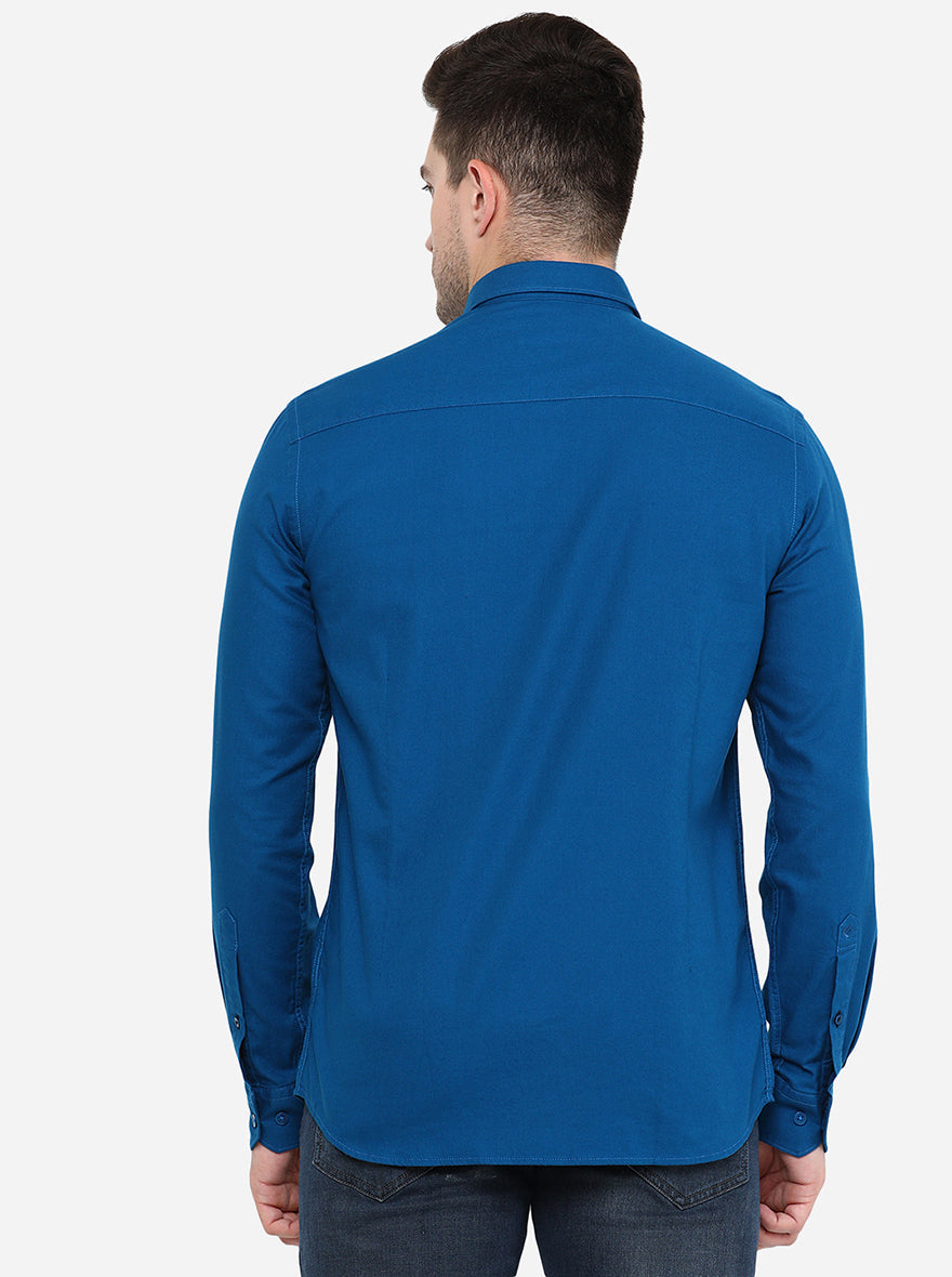 Blue Solid Smart Fit Casual Shirt | Greenfibre