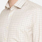 Cream Checked Slim Fit Formal Shirt | Greenfibre