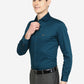 Peacock Blue Solid Slim Fit Party Wear Shirt | Greenfibre