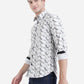 Glacier Grey Printed Slim Fit Semi Casual Shirt | Greenfibre