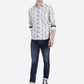 Glacier Grey Printed Slim Fit Semi Casual Shirt | Greenfibre