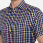 White & Blue Checked Regular Fit Formal Shirt | Greenfibre