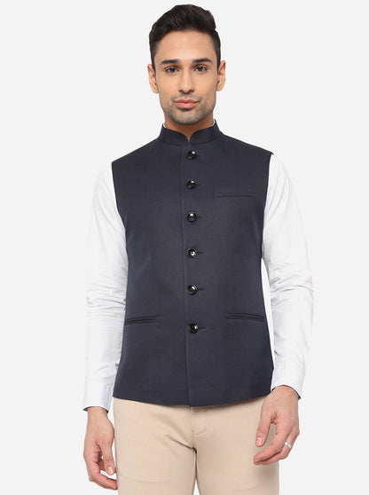 Navy Blue Bandhgala Jacket | Greenfibre