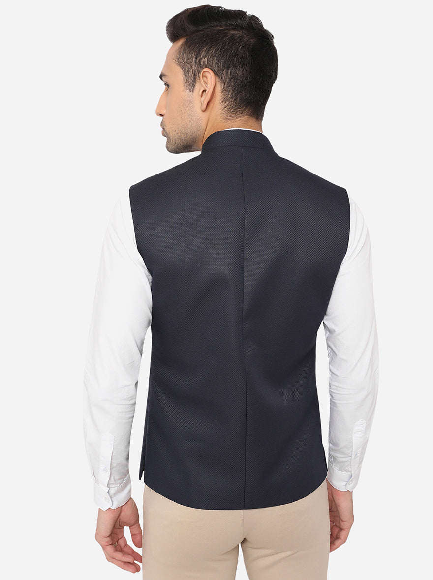 Navy Blue Bandhgala Jacket | Greenfibre