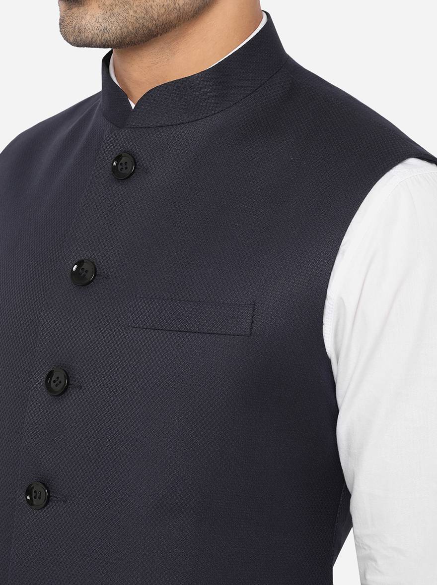 Navy Blue Bandhgala Jacket | Greenfibre