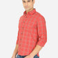 Rose Pink Checked Slim Fit Semi Casual Shirt | Greenfibre