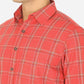 Rose Pink Checked Slim Fit Semi Casual Shirt | Greenfibre