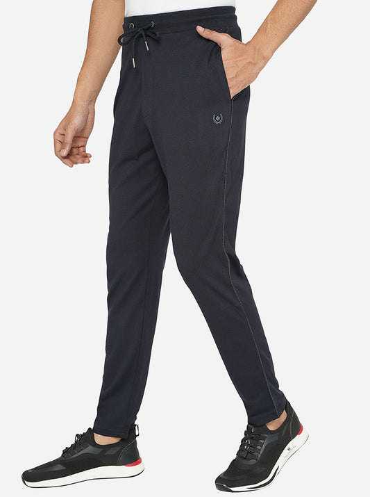 Blue Solid Regular Fit Track Pant | Greenfibre