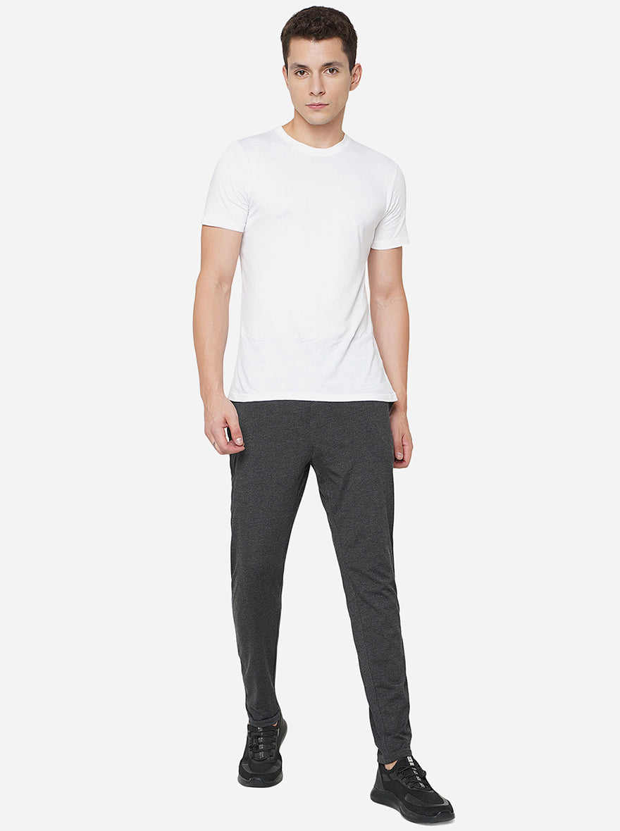 Charcoal Grey Solid Regular Fit Track Pant | Greenfibre