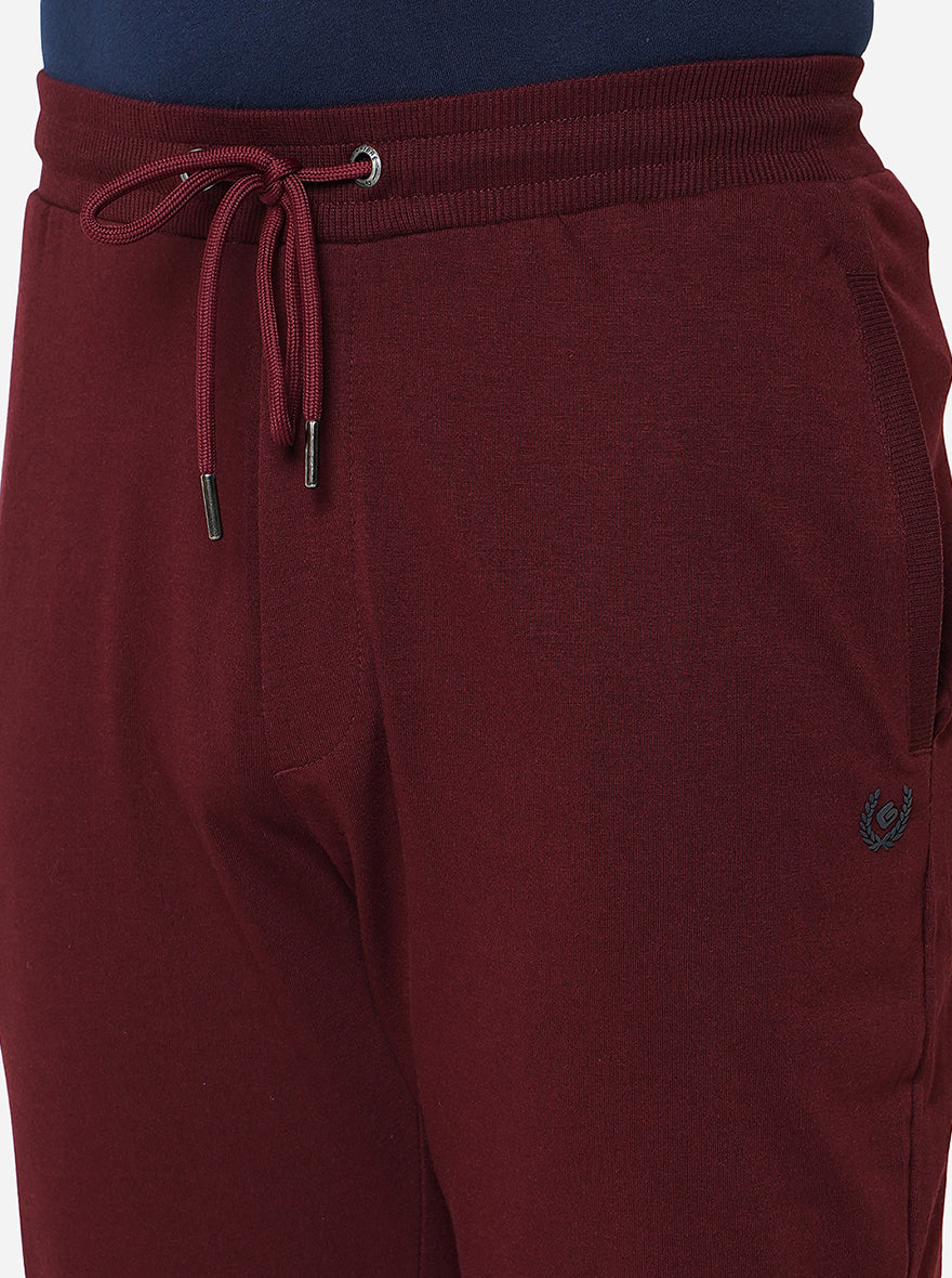 Wine Solid Slim Fit Track Pant | Greenfibre