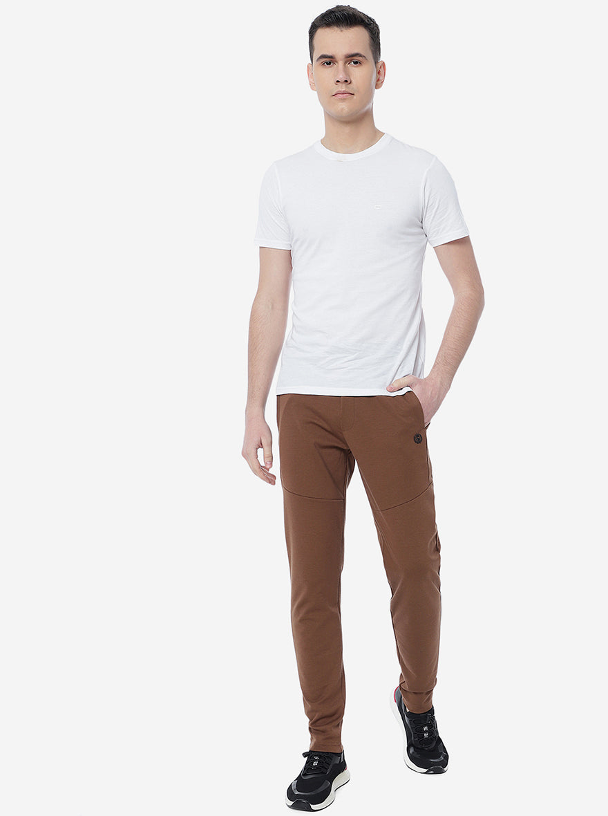 Coffee Brown Solid Slim Fit Track Pant | Greenfibre