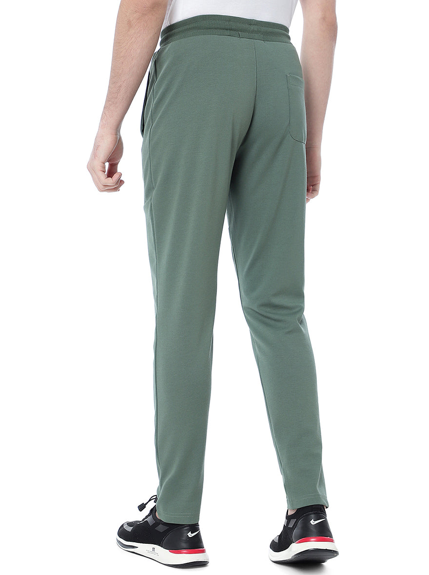 Spruce Green Solid Slim Fit Track Pant | Greenfibre