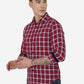 Rumba Red Checked Slim Fit Semi Casual Shirt | Greenfibre