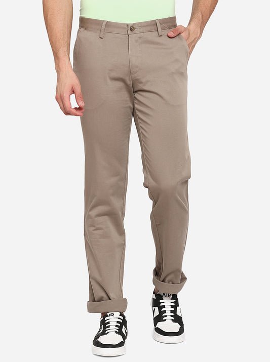 Grey Solid Slim Fit Casual Trouser | Greenfibre