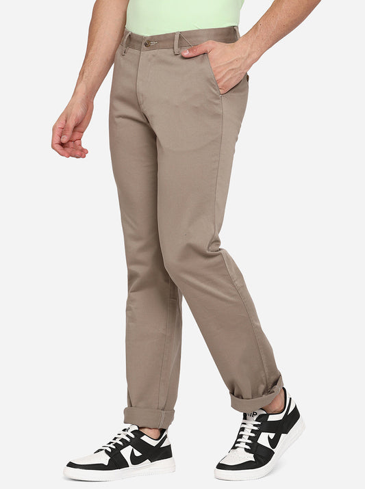 Grey Solid Slim Fit Casual Trouser | Greenfibre