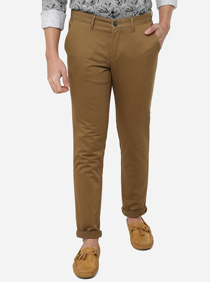 Khaki Solid Neo Fit Casual Trouser | Greenfibre