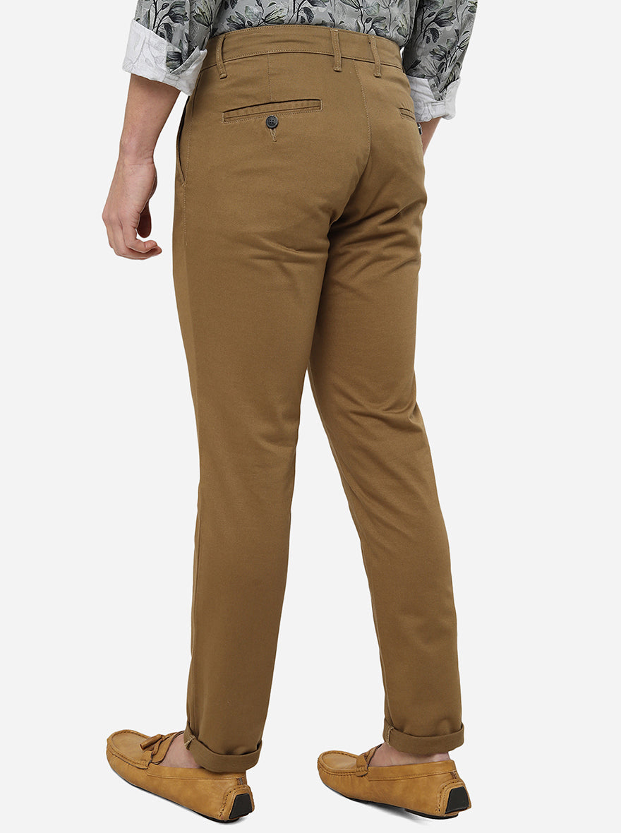 Khaki Solid Neo Fit Casual Trouser | Greenfibre