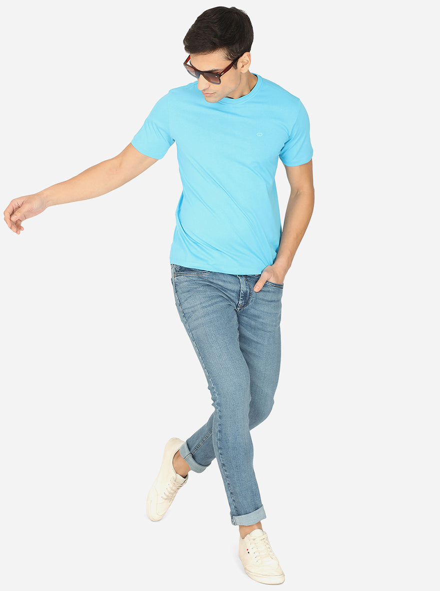 Light Blue Washed Straight Fit Jeans | Greenfibre