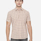 Light Beige Checked Slim Fit Casual Shirt | Greenfibre