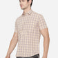 Light Beige Checked Slim Fit Casual Shirt | Greenfibre