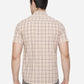 Light Beige Checked Slim Fit Casual Shirt | Greenfibre