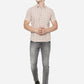 Light Beige Checked Slim Fit Casual Shirt | Greenfibre